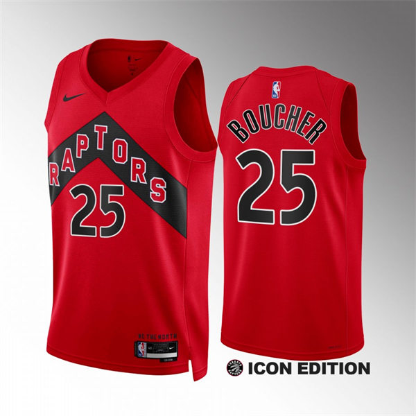 Mens Toronto Raptors #25 Chris Boucher Icon Edition Swingman Jersey Red